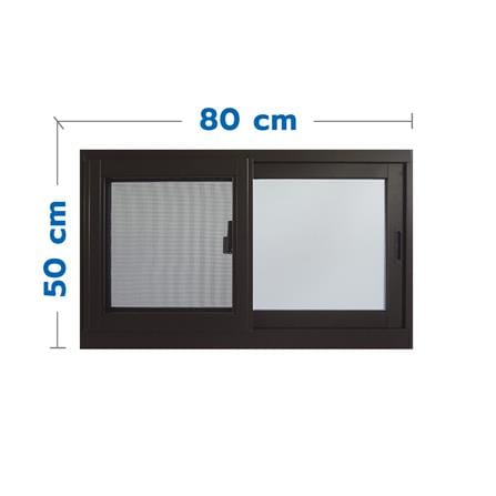 หน้าต่างบานเลื่อน อะลูมิเนียม S-S มุ้ง SANKYOALUMI J-TRUST VENTILATION 80X50 ซม. สีน้ำตาล