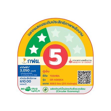 ตู้เย็น 2 ประตู TOSHIBA GR-AG66KA (GG) 21.5 คิว อินเวอร์เตอร์ กระจกน้ำเงิน_4