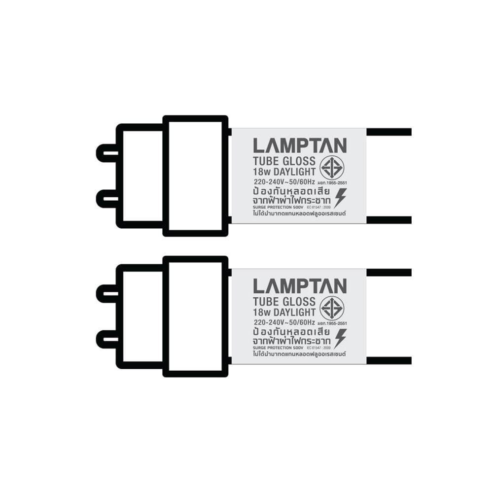 รางนีออนกันฝน LED LAMPTAN TRI PROOF SET 18 วัตต์ 2 หลอด DAYLIGHT สีขาว