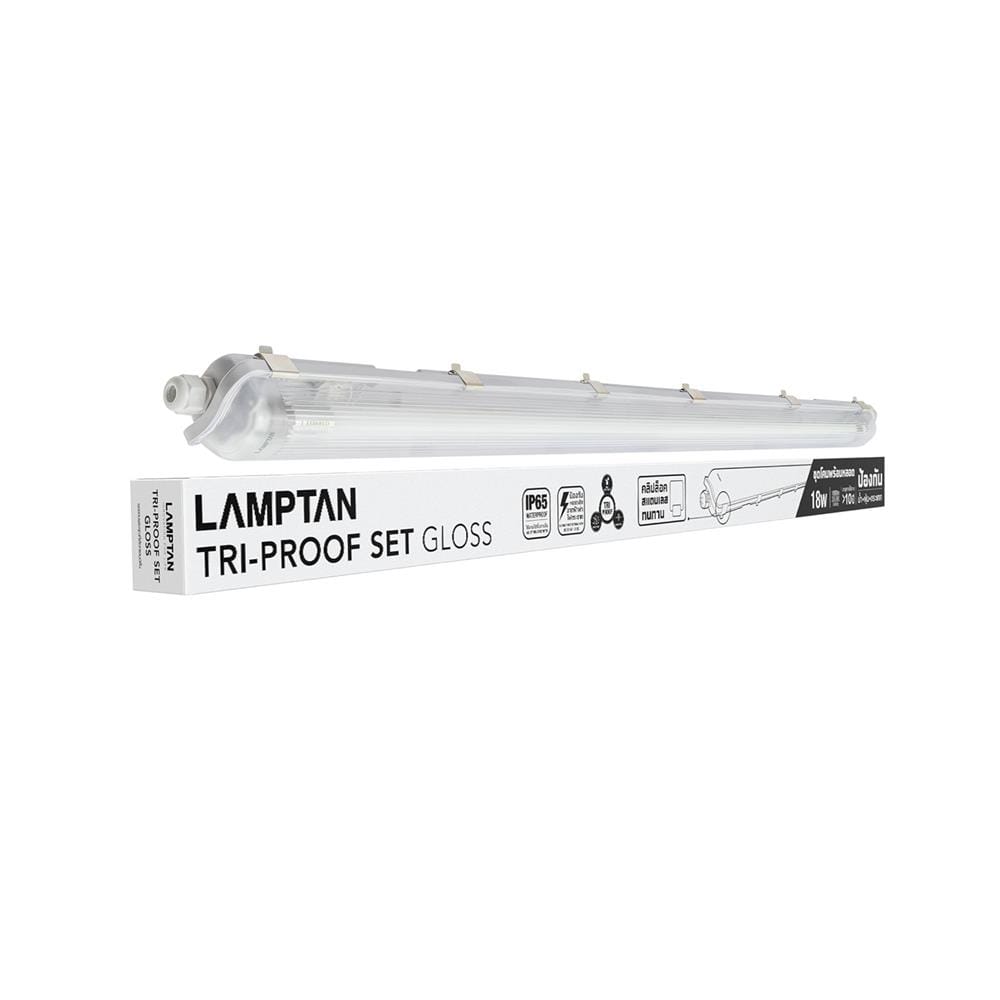 รางนีออนกันฝน LED LAMPTAN TRI PROOF SET 18 วัตต์ DAYLIGHT สีขาว