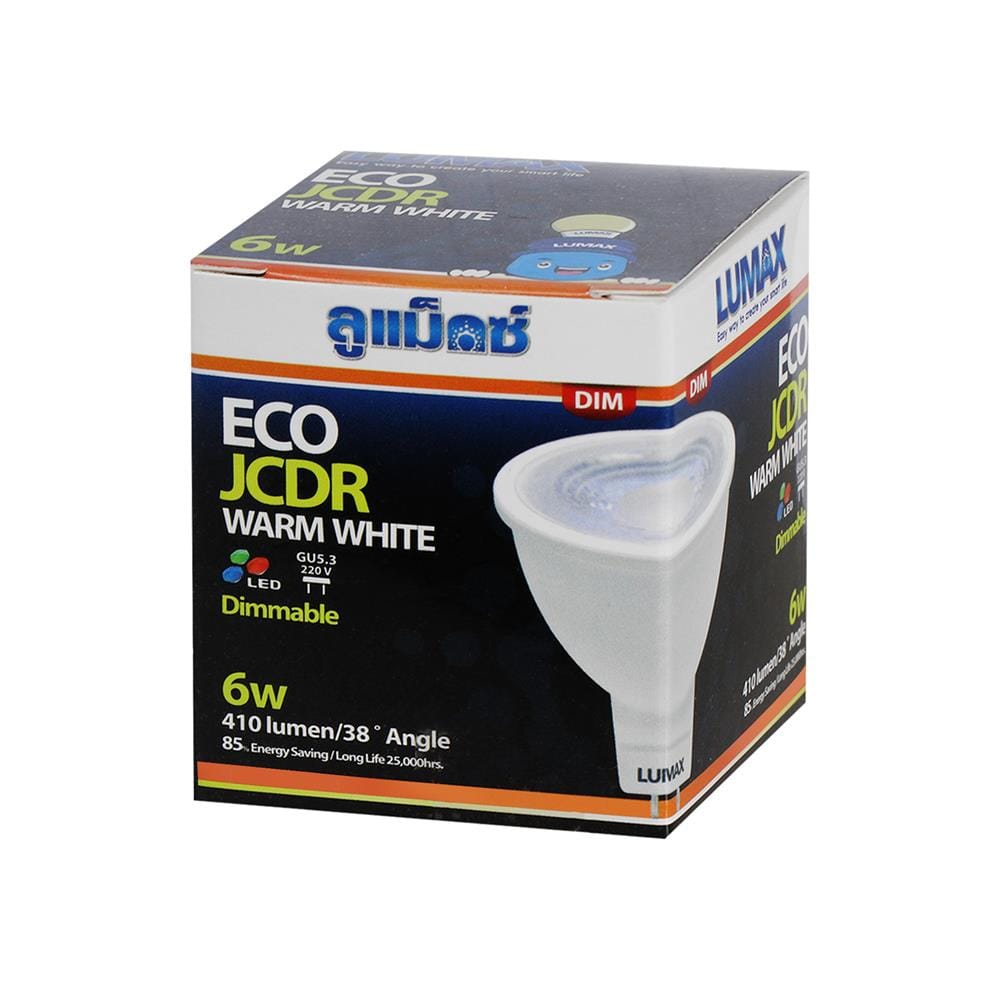 หลอด LED MR16 Dim ECO 6วัตต์ WRAM WHITE GU5.3 LUMAX