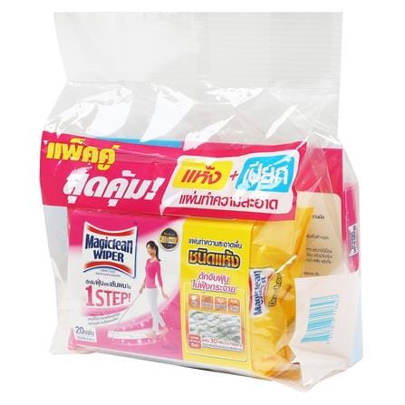 ผ้าถูพื้นแบบแห้ง และแบบเปียก MAGICLEAN 20+8 แผ่น (แพ็กคู่)_1