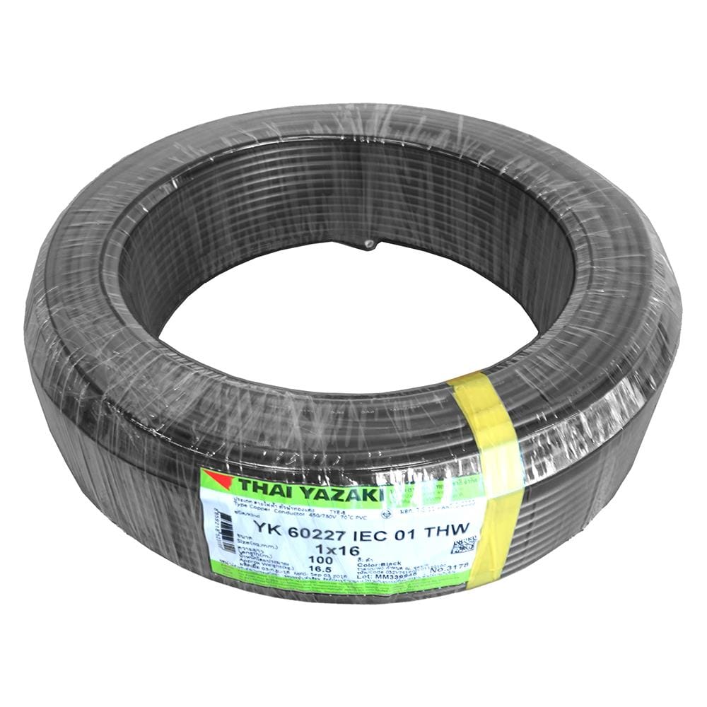 สายไฟ THW IEC01(YK)YAZAKI 1x16 ตร.มม. 100 ม. สีดำ