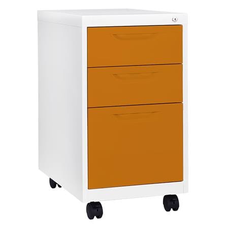 ตู้ลิ้นชักเหล็ก 3 ลิ้นชัก KIOSK BS-503 DG/OR สีขาว/สีส้ม