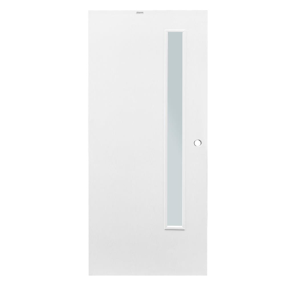 ประตูภายนอก UPVC กระจกฝ้า PARAZZO PUG01 80X200 ซม. สีขาว เจาะลูกบิด