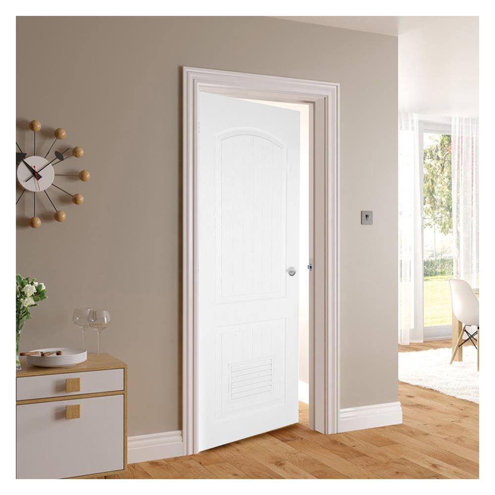 ประตูห้องน้ำ UPVC AZLE PZLS01 เกล็ด 70X200 ซม. สีขาว เจาะลูกบิด