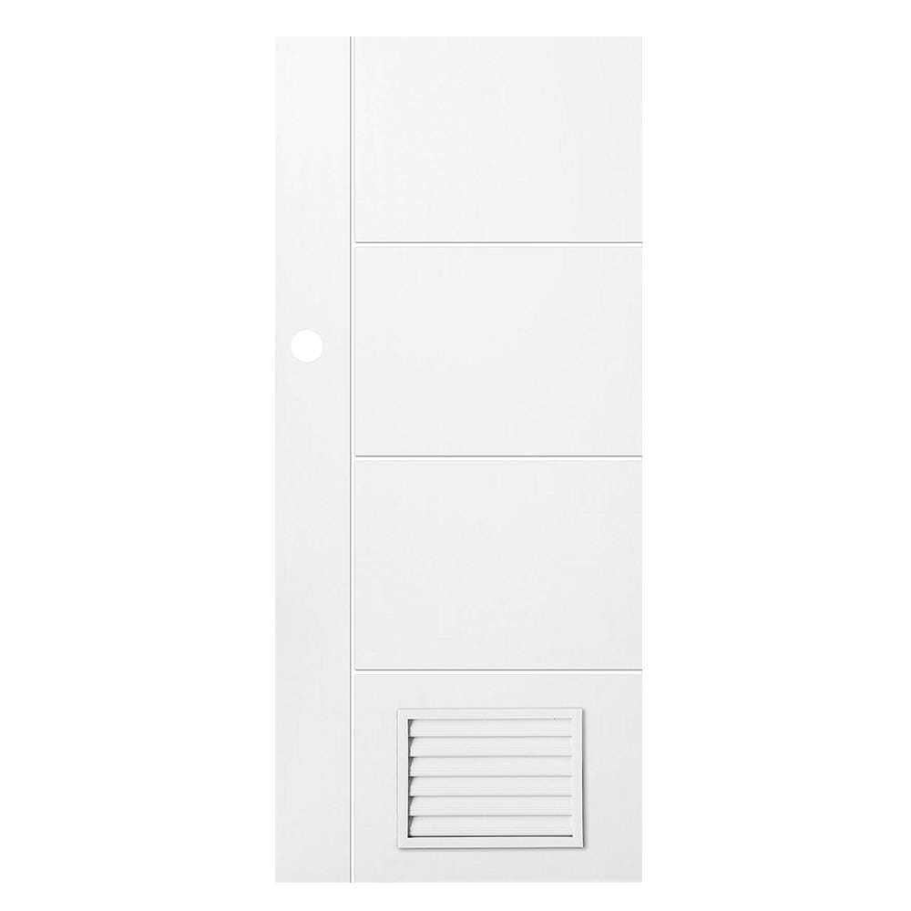ประตูห้องน้ำ UPVC AZLE PZLS02 เกล็ด 70X200 ซม. สีขาว เจาะลูกบิด