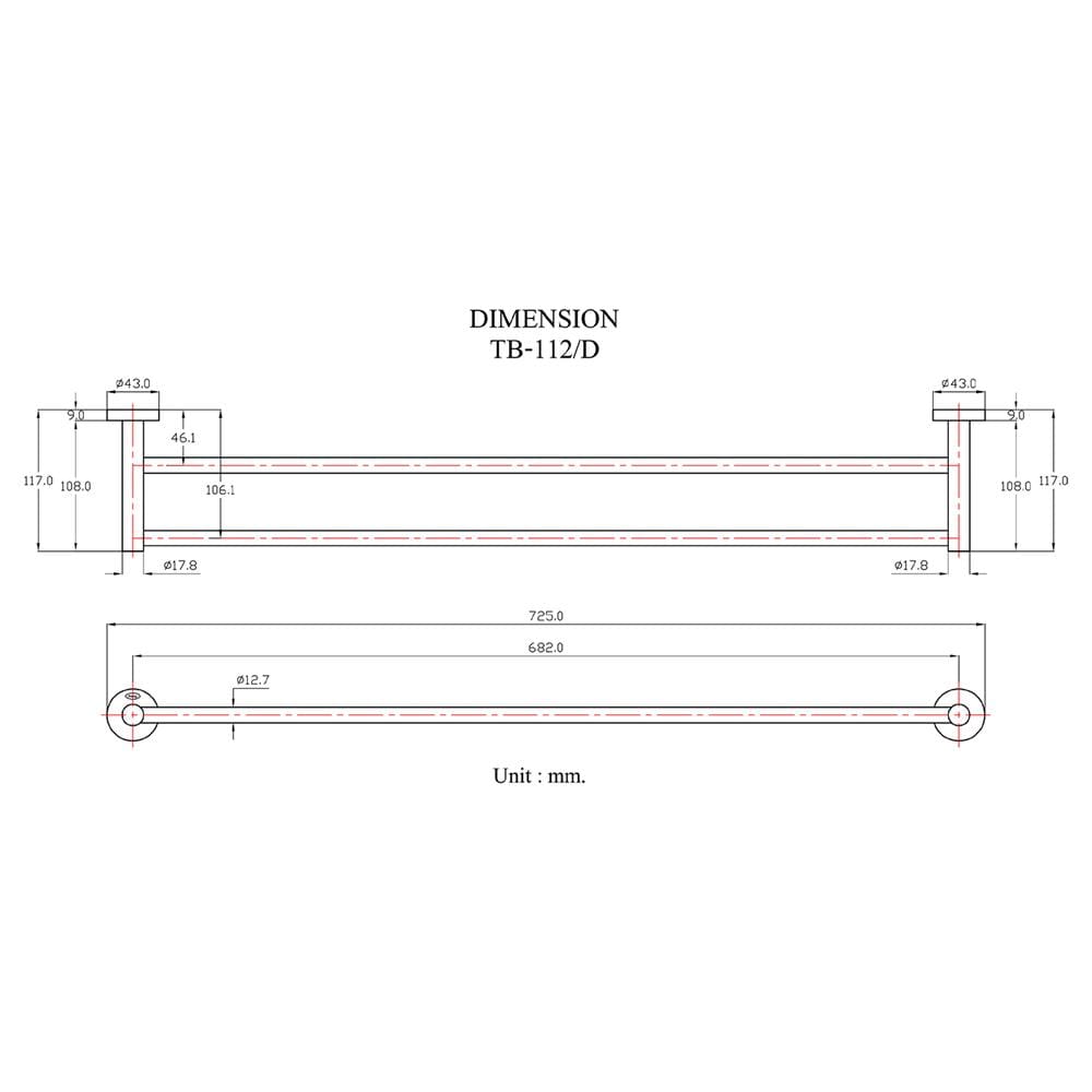ราวแขวนผ้า 2 ชั้น HANG TB-112/D สีโครม