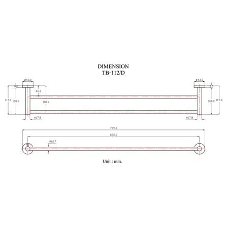 ราวแขวนผ้า 2 ชั้น HANG TB-112/D สีโครม_3