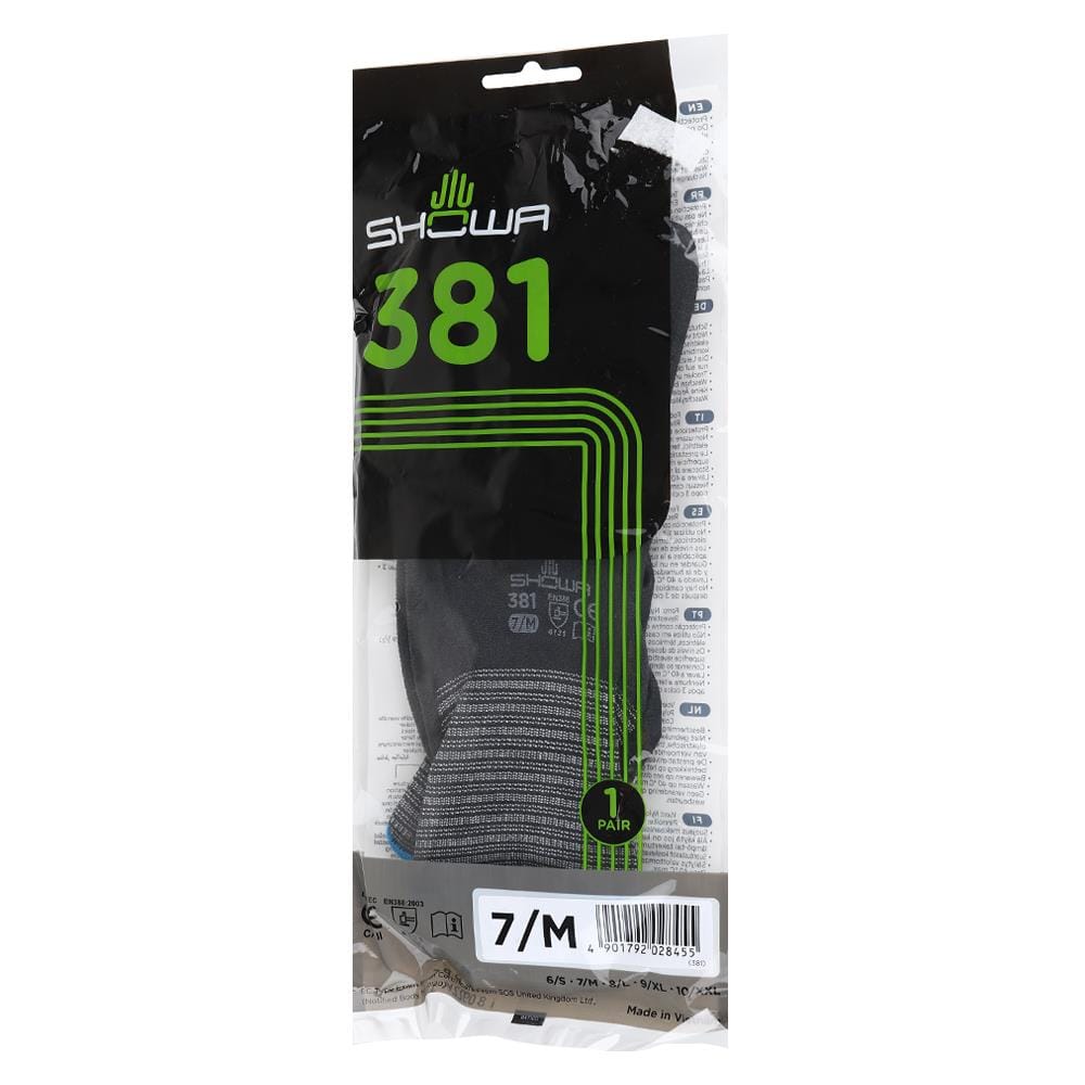 ถุงมือไนลอนเคลือบยางลาเท็กซ์ SHOWA 381 SIZE M