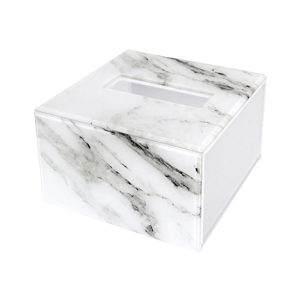 กล่องทิชชูPOPUPอะคริลิก KECH MARBLE สีขาว