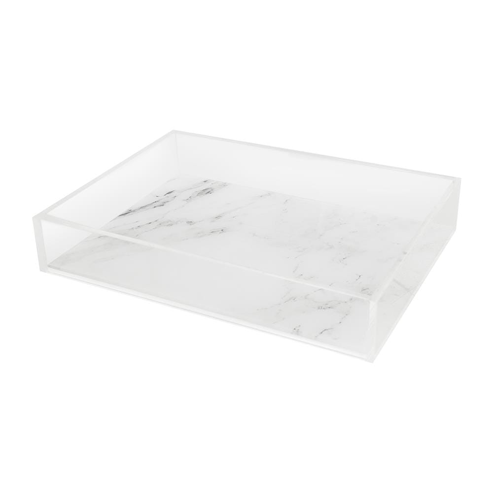 ถาดอะคริลิก 20x20x4 ซม. MARBLE KECH สีขาว S
