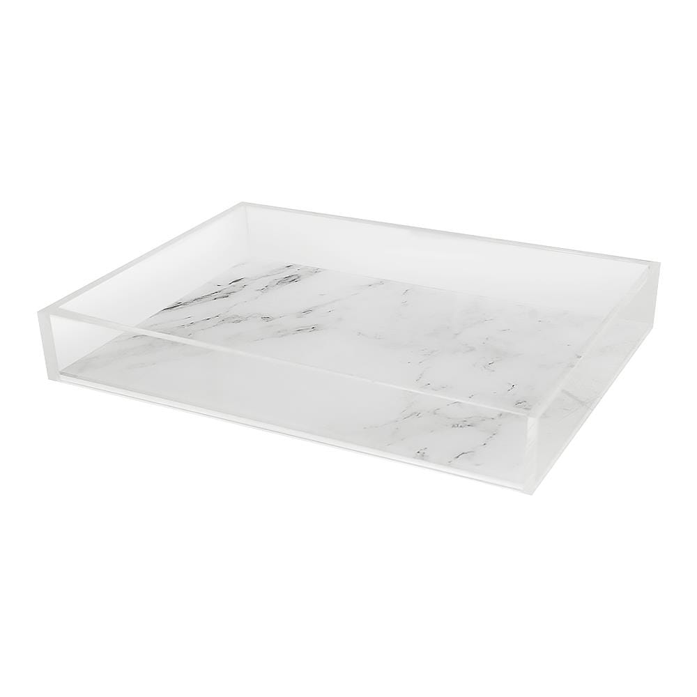 ถาดอะคริลิก 33x26x4ซม MARBLE KECH สีขาว L