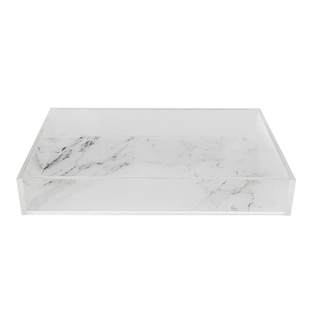 ถาดอะคริลิก 33x26x4ซม MARBLE KECH สีขาว L