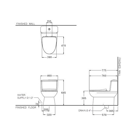 สุขภัณฑ์ 1 ชิ้น COTTO C105407 3/4.5 ลิตร สีขาว_1