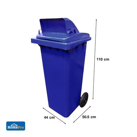 ถังขยะเหลี่ยม ฝาช่องทิ้ง มีล้อ ACCO 120L สีน้ำเงิน_1