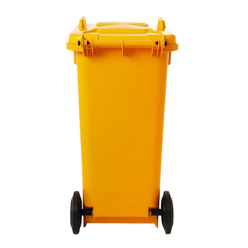 ถังขยะเหลี่ยม ฝาเปิด-ปิด มีล้อ ACCO 120L สีเหลือง