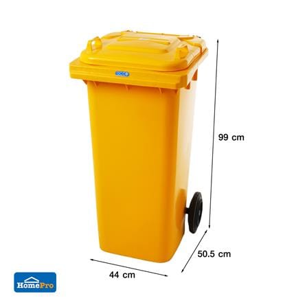 ถังขยะเหลี่ยม ฝาเปิด-ปิด มีล้อ ACCO 120L สีเหลือง_8