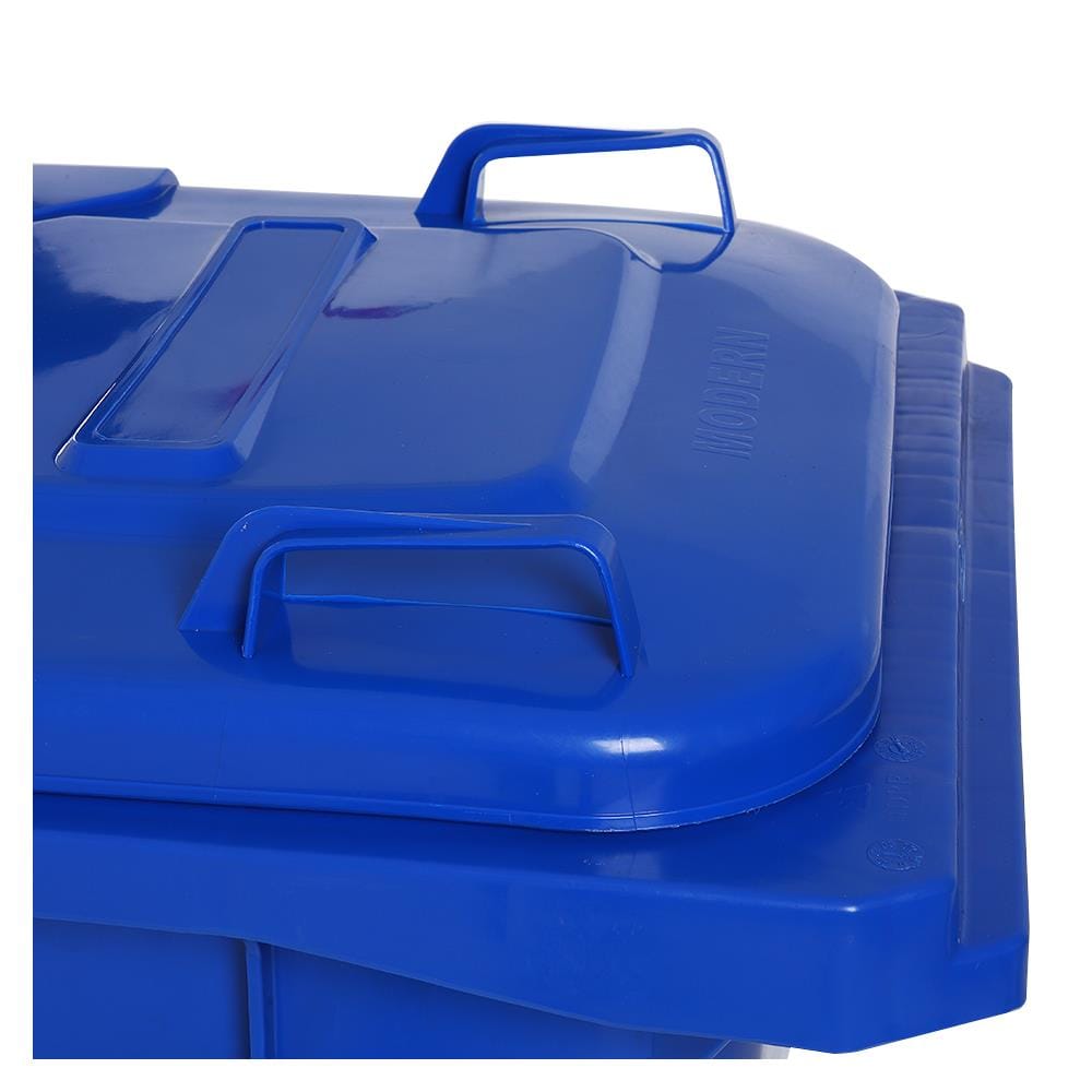 ถังขยะเหลี่ยม ฝาเปิด-ปิด มีล้อ ACCO 120L สีน้ำเงิน