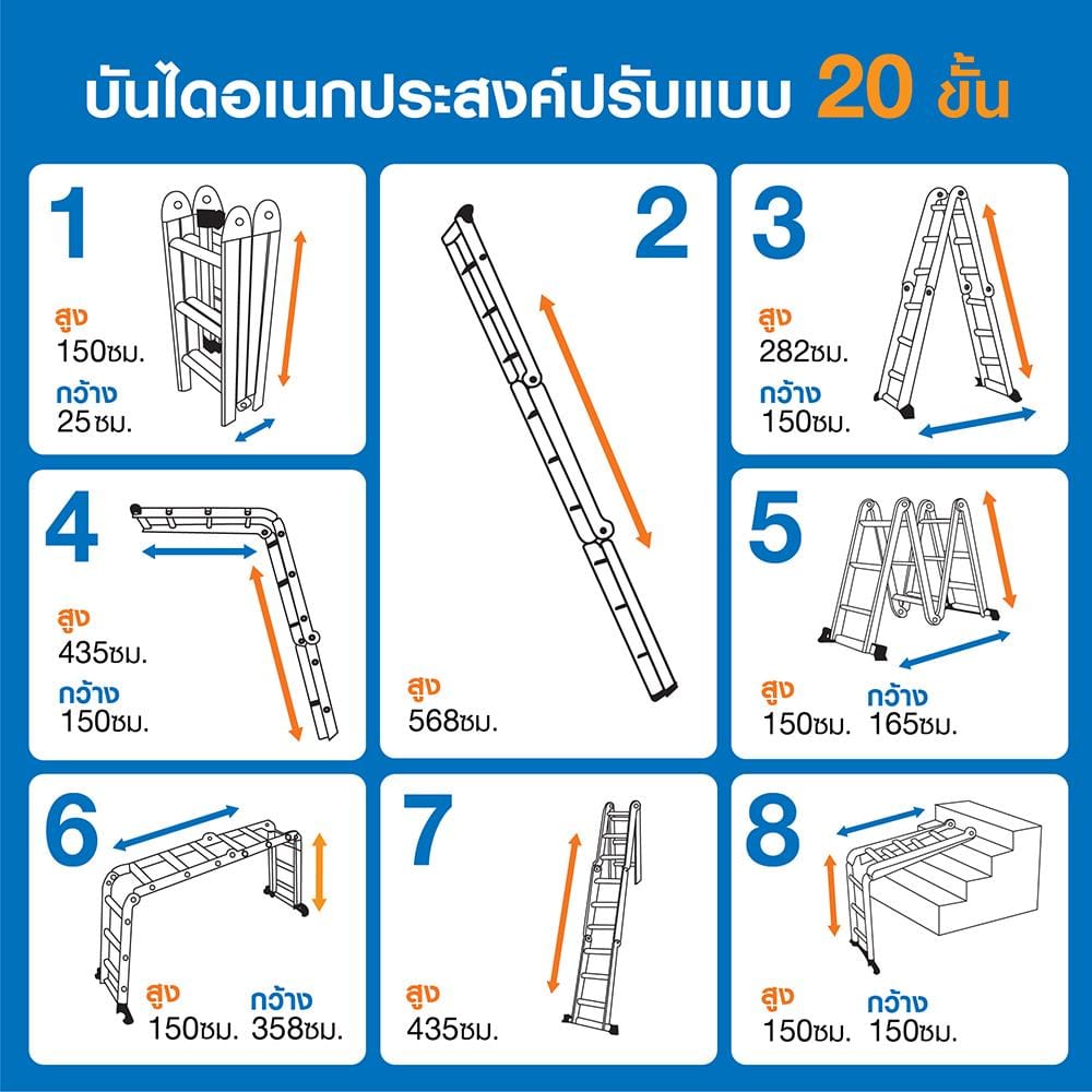 บันไดอเนกประสงค์ปรับแบบ MATALL R14205 20 ขั้น