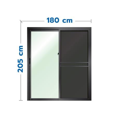 ALUMINUM SLIDING DOOR WITH WIRE SCREEN LYNN PRIME SERIES 180x205CM BLACK