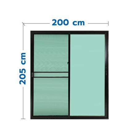 ALUMINUM SLIDING DOOR WITH WIRE SCREEN S-S LYNN PRIME SERIES 200x205CM BLACK