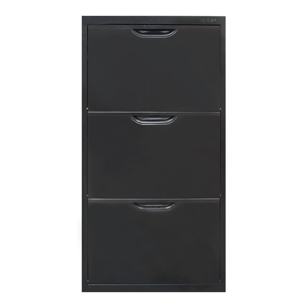 ตู้รองเท้าเหล็ก บานเปิดทึบ KIOSK SW-103 60 ซม. สีดำ
