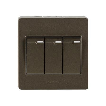 ชุดสวิตช์ 1 ทาง 3 ช่อง HACO M3N-S31-CC สีน้ำตาลดำ