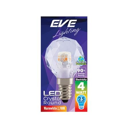 หลอด LED EVE CRYSTAL ROUND 4 วัตต์ WARM WHITE E14_1