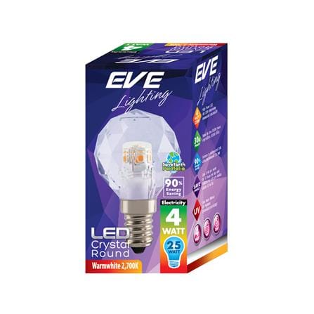 หลอด LED EVE CRYSTAL ROUND 4 วัตต์ WARM WHITE E14_4