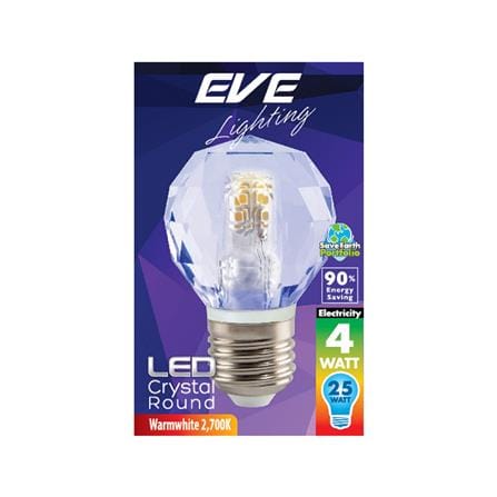 หลอด LED EVE CRYSTAL ROUND 4 วัตต์ WARM WHITE E27_1
