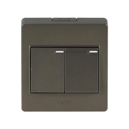 ชุดสวิตช์ 1 ทาง 2 ช่อง HACO M3N-S21-CC สีน้ำตาลดำ