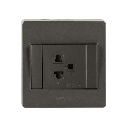ชุดเต้ารับเดี่ยว 3 ขา HACO M3N-E10-CC สีช็อคโก