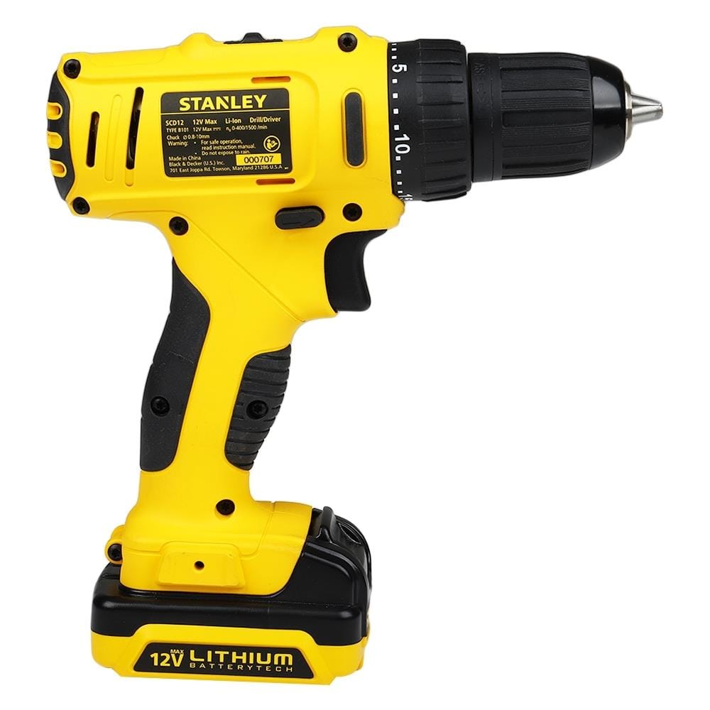 สว่านไร้สาย (พร้อมแบตเตอรี่) STANLEY SCD121S2K-B1 12 โวลต์