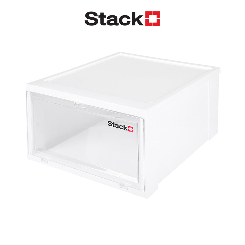 กล่องรองเท้าฝาหน้า STACKO 28X35X17 ซม. สีขาว