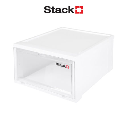 กล่องรองเท้าฝาหน้า STACKO 28X35X17 ซม. สีขาว_1
