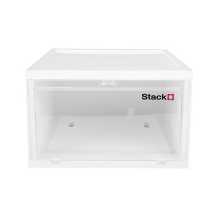 กล่องรองเท้าฝาหน้า STACKO 28X35X17 ซม. สีขาว_2