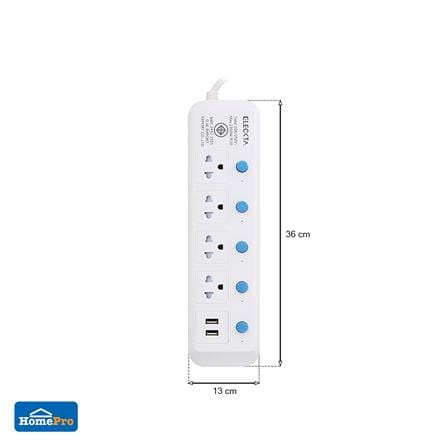 รางปลั๊กไฟ 4 ช่อง 5 สวิตช์ 2 USB ELECKTA 815UELEK 3 ม._3