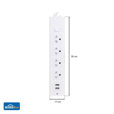รางปลั๊กไฟ 4 ช่อง 1 สวิตช์ 2 USB ELECKTA 665UELEK 3 ม._3