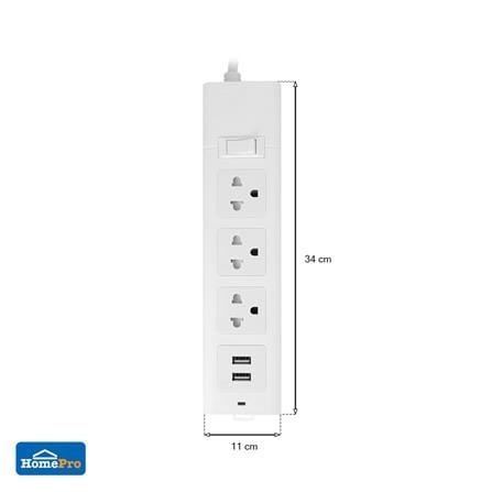 รางปลั๊กไฟ 3 ช่อง 1 สวิตช์ 2USB ELECKTA 664UELEK 3 ม._3