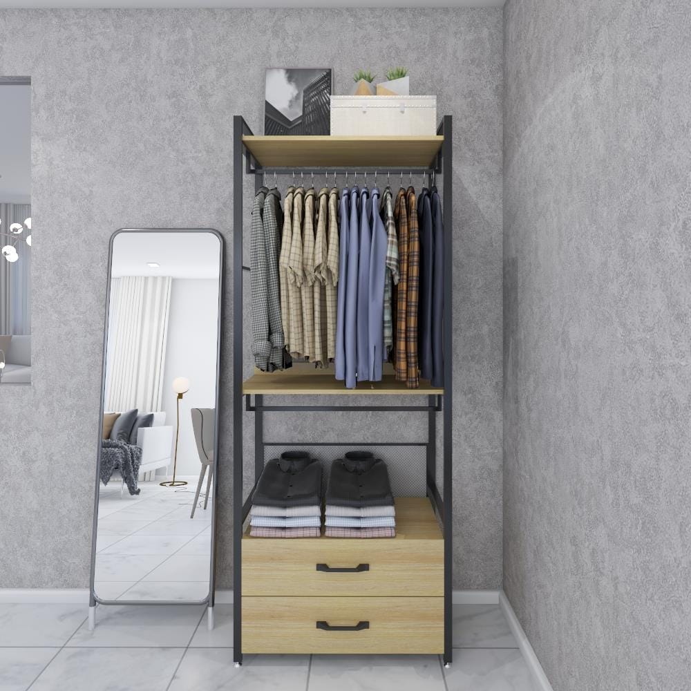 ตู้เสื้อผ้า FURDINI PLANK W10-800-22D สีน้ำตาล/ดำ