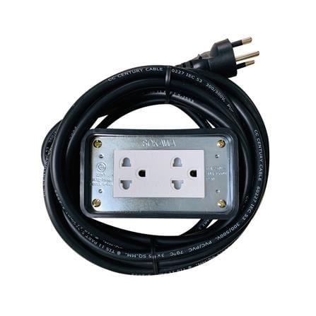 บล็อกยาง 2x4 พร้อมสาย VCT 3x1.5 2ช่อง SOKAWA 3 เมตร สีดำ