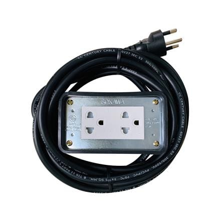 บล็อกยาง 2x4 พร้อมสาย VCT3x1.5 2ช่อง SOKAWA 5 เมตร สีดำ