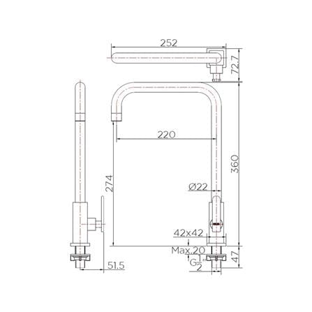 ก๊อกซิงค์เดี่ยวเคาน์เตอร์ KARAT FAUCET KF-37-517-63 สีโครม_2