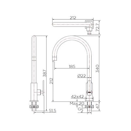 ก๊อกซิงค์เดี่ยวเคาน์เตอร์ KARAT FAUCET KF-37-511-63 สีโครม_1
