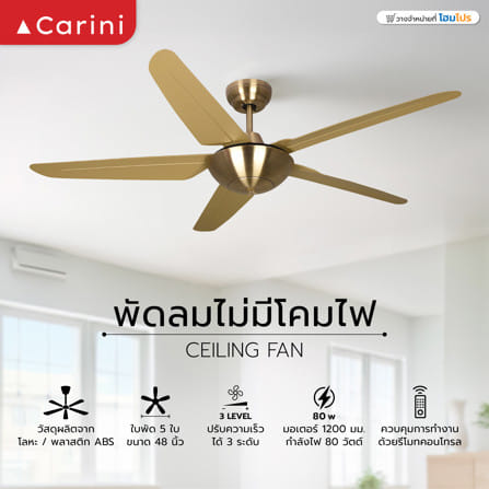 พัดลมไม่มีโคมไฟ CARINI 548NL 48 นิ้ว สีทองรมดำ_4