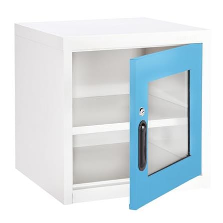 ตู้เหล็กบานเปิดกระจก KIOSK UNI-2 สีขาว/ฟ้า_2