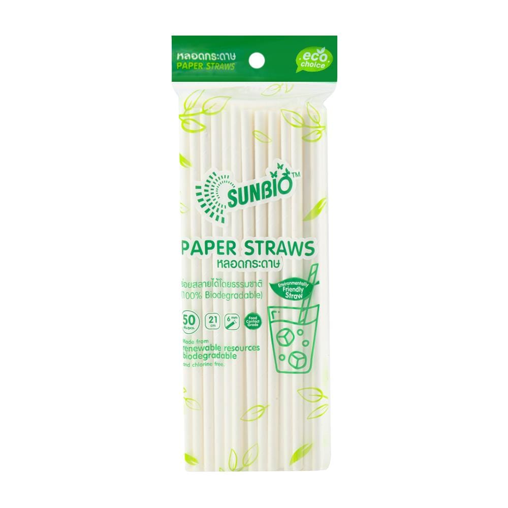 หลอดกระดาษ 21 ซม. SUNBIO 50 เส้น