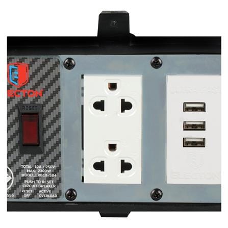 บล็อกยาง 4x4 พร้อมสาย VCT3x1 2 ช่อง 3 USB ELECTON ERB10-USB4310 10 เมตร สีสีดำ_3