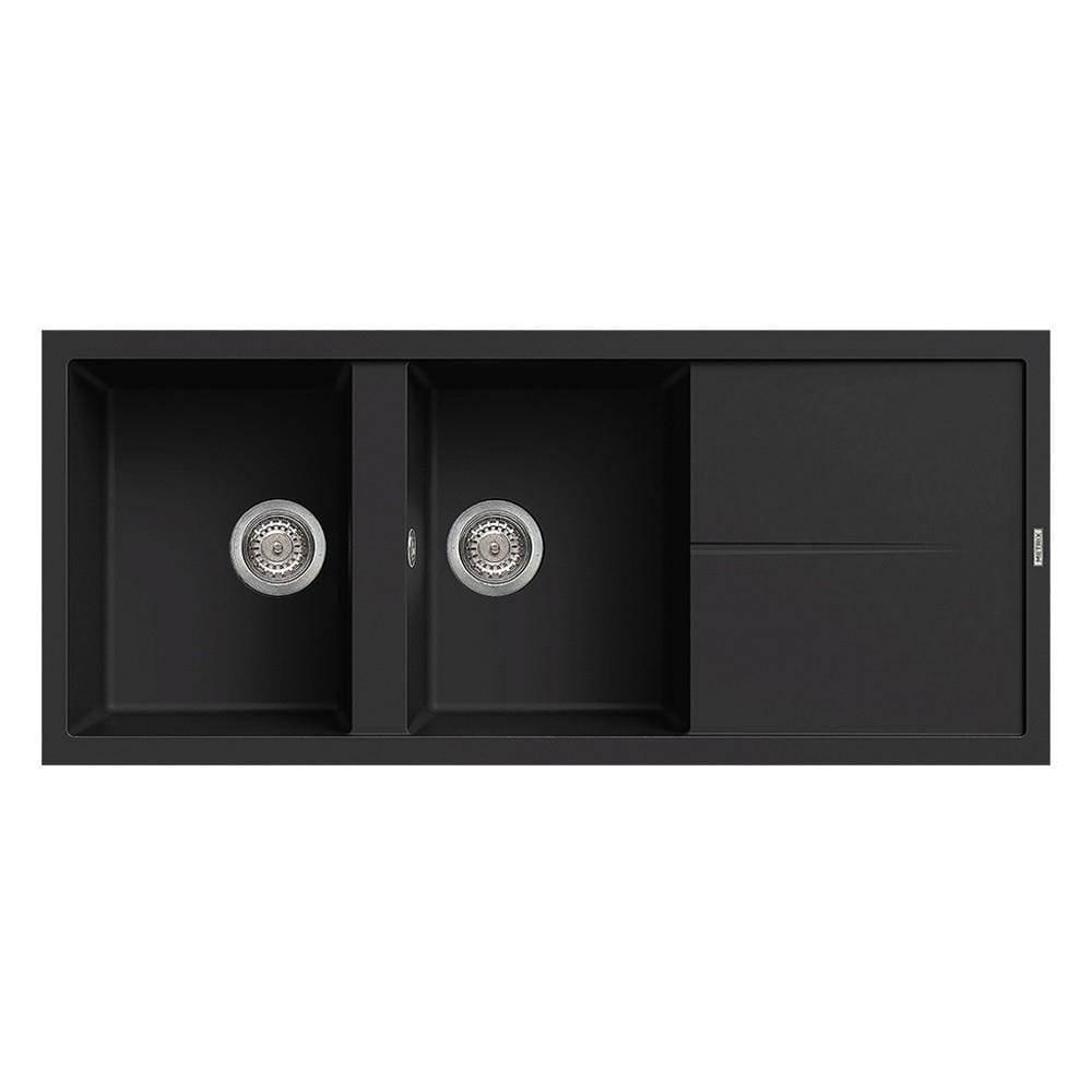 ซิงค์ฝัง 2หลุม 1ที่พัก METRIX NES21BL แกรนิต สีดำ
